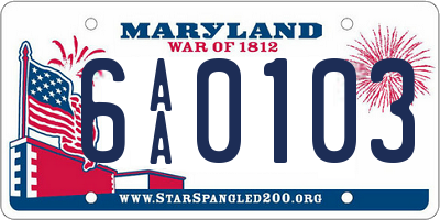 MD license plate 6AA0103