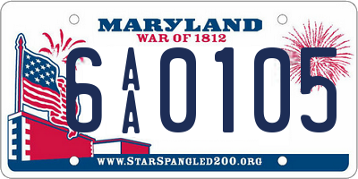 MD license plate 6AA0105