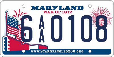 MD license plate 6AA0108