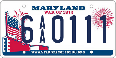 MD license plate 6AA0111