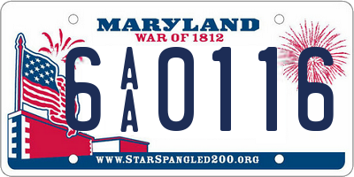 MD license plate 6AA0116