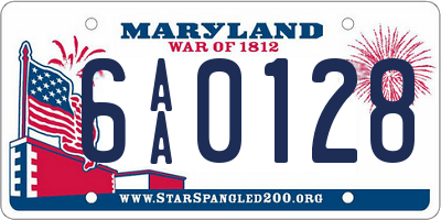 MD license plate 6AA0128