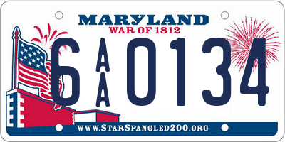 MD license plate 6AA0134