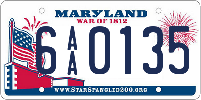 MD license plate 6AA0135