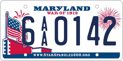 MD license plate 6AA0142