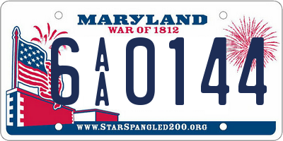 MD license plate 6AA0144