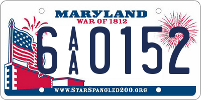 MD license plate 6AA0152