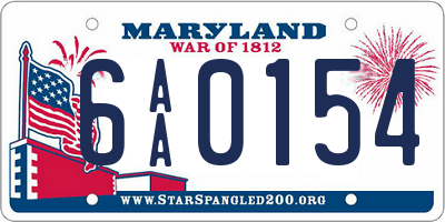 MD license plate 6AA0154