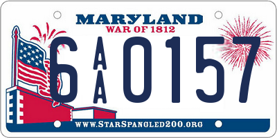 MD license plate 6AA0157