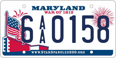 MD license plate 6AA0158