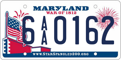 MD license plate 6AA0162