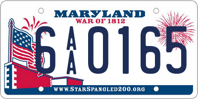 MD license plate 6AA0165