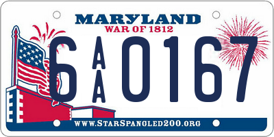 MD license plate 6AA0167