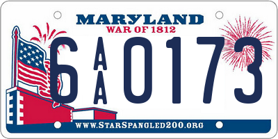 MD license plate 6AA0173