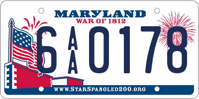 MD license plate 6AA0178