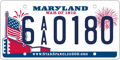 MD license plate 6AA0180