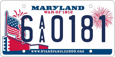 MD license plate 6AA0181