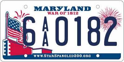 MD license plate 6AA0182