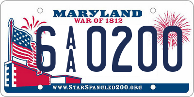 MD license plate 6AA0200