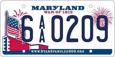 MD license plate 6AA0209