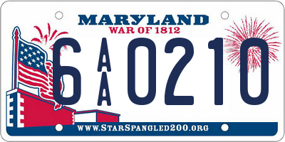 MD license plate 6AA0210