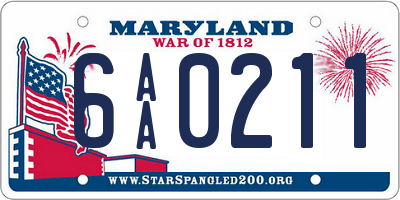 MD license plate 6AA0211
