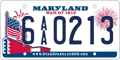 MD license plate 6AA0213
