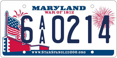 MD license plate 6AA0214