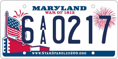 MD license plate 6AA0217