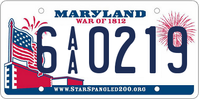 MD license plate 6AA0219