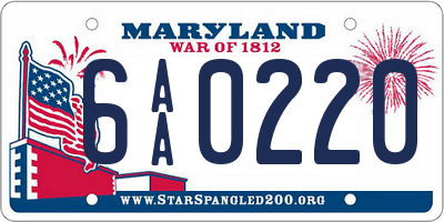 MD license plate 6AA0220