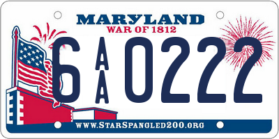 MD license plate 6AA0222