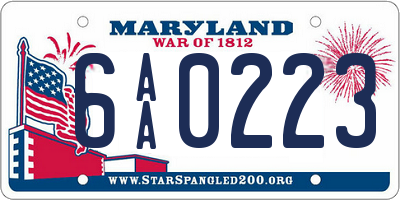 MD license plate 6AA0223