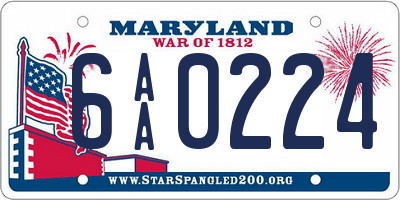 MD license plate 6AA0224