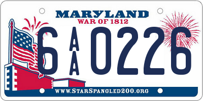 MD license plate 6AA0226