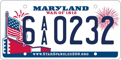 MD license plate 6AA0232