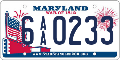 MD license plate 6AA0233