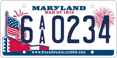 MD license plate 6AA0234