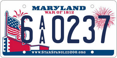 MD license plate 6AA0237