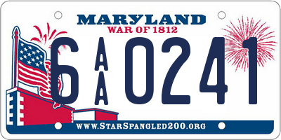 MD license plate 6AA0241