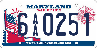 MD license plate 6AA0251