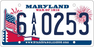 MD license plate 6AA0253