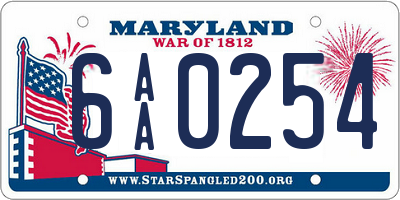 MD license plate 6AA0254