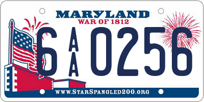 MD license plate 6AA0256