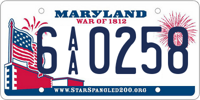 MD license plate 6AA0258