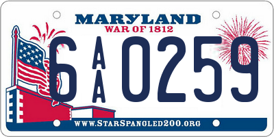 MD license plate 6AA0259