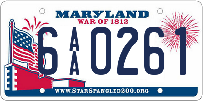 MD license plate 6AA0261