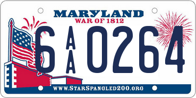 MD license plate 6AA0264