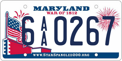 MD license plate 6AA0267