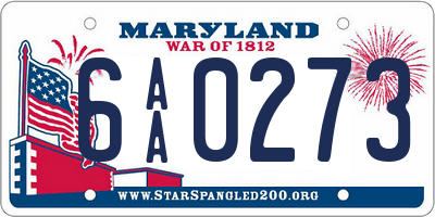 MD license plate 6AA0273